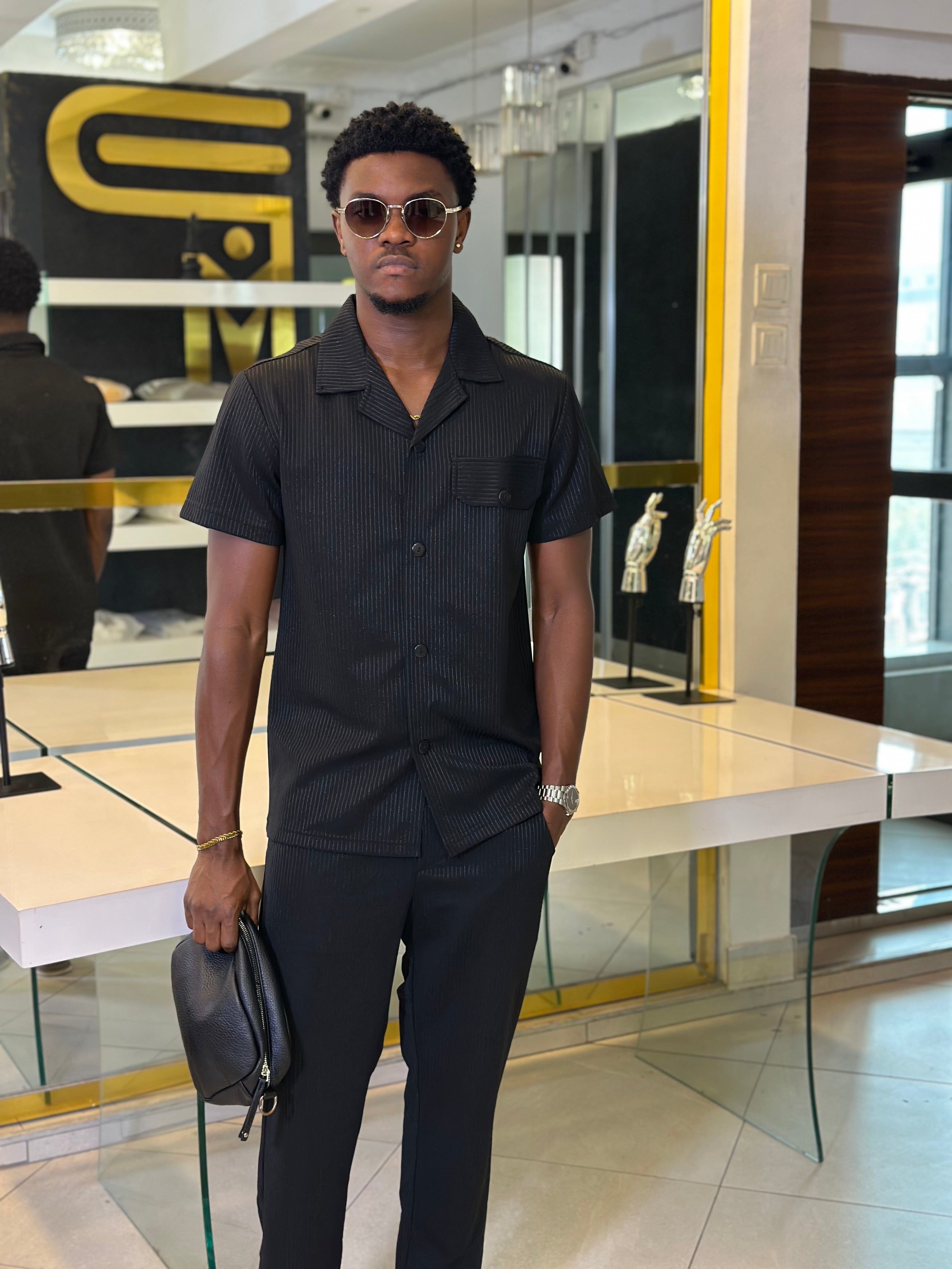 Men's Black Textured 2-Piece Executive Set
