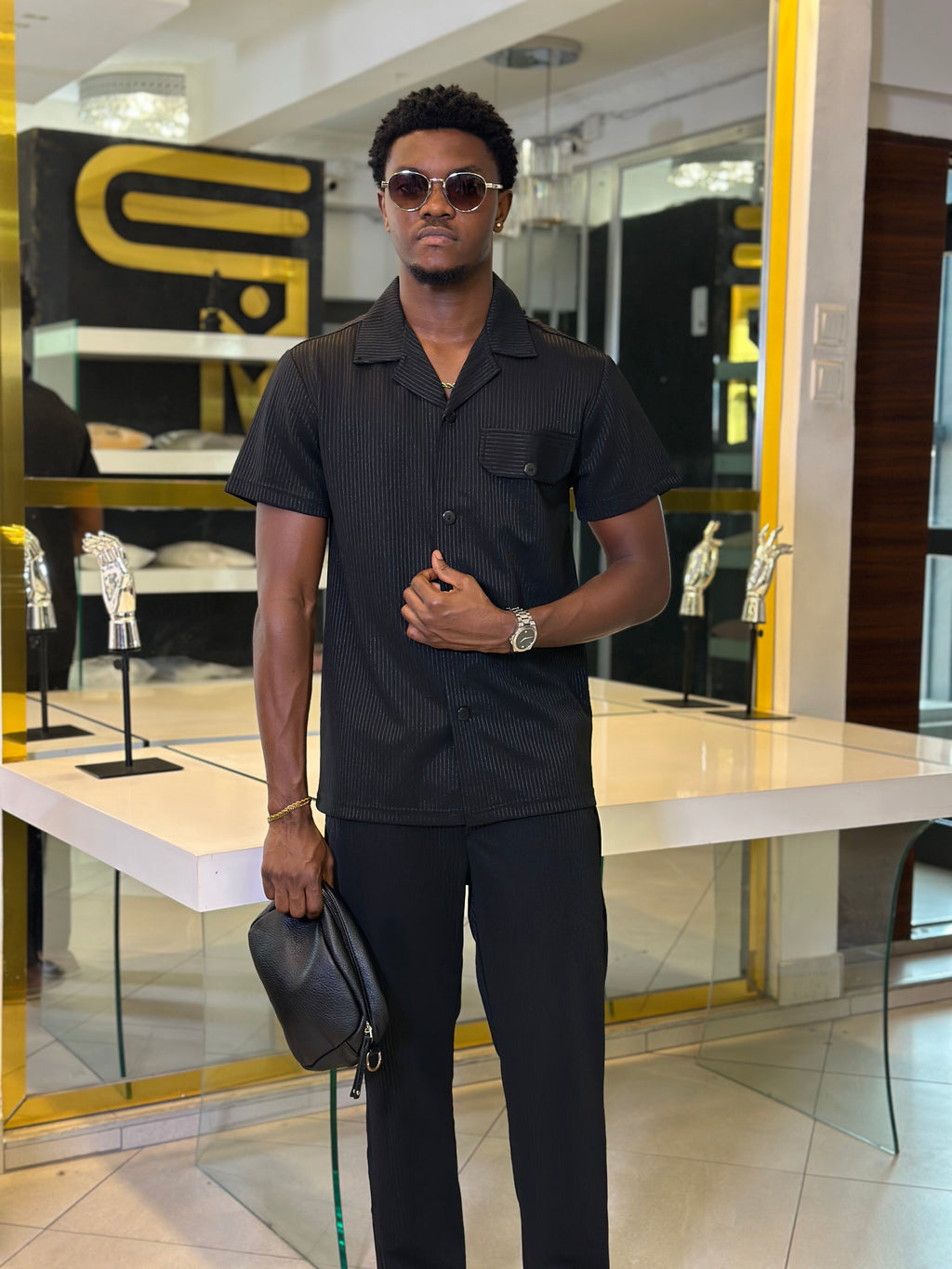 Men's Black Textured 2-Piece Executive Set