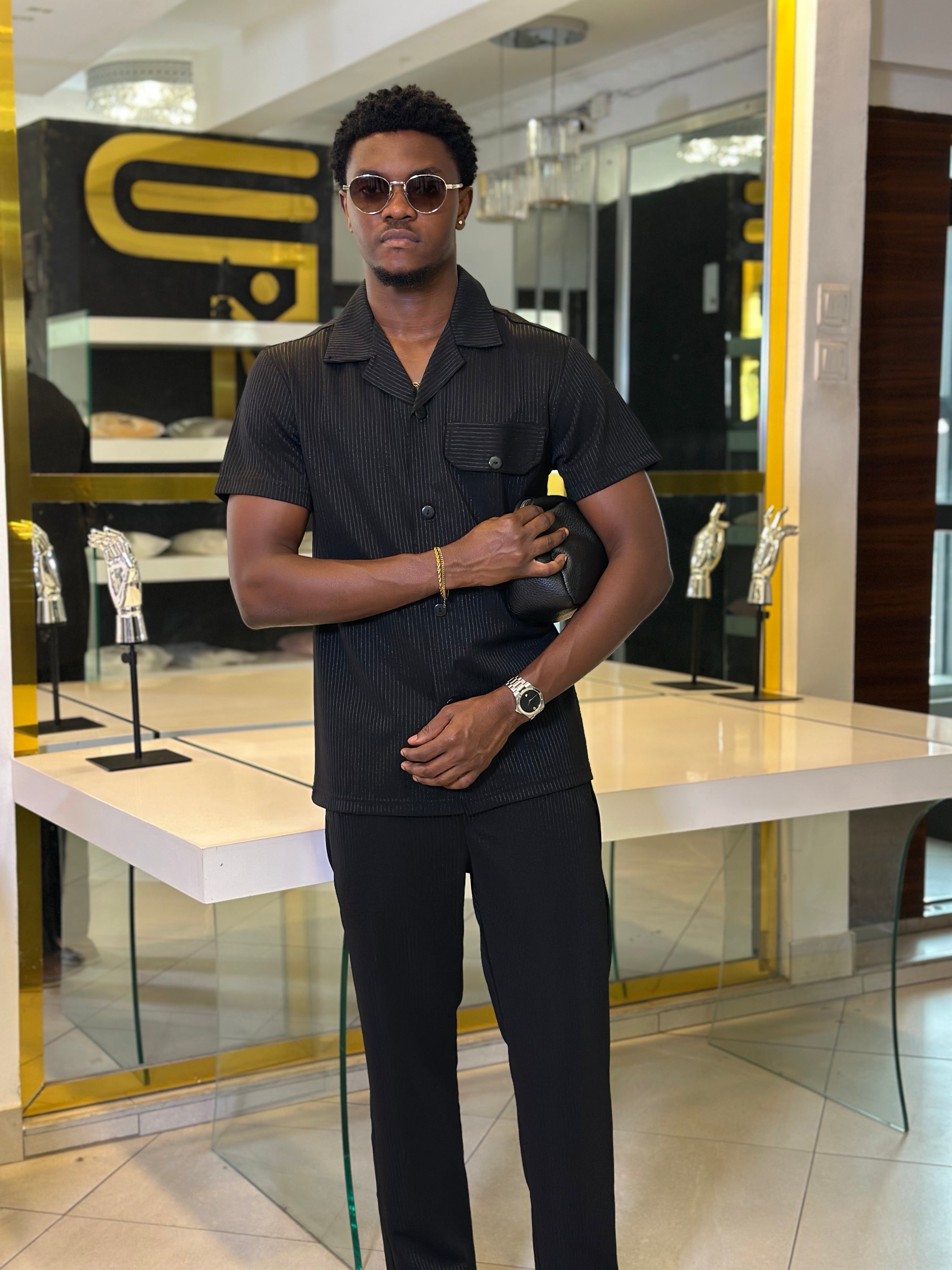 Men's Black Textured 2-Piece Executive Set