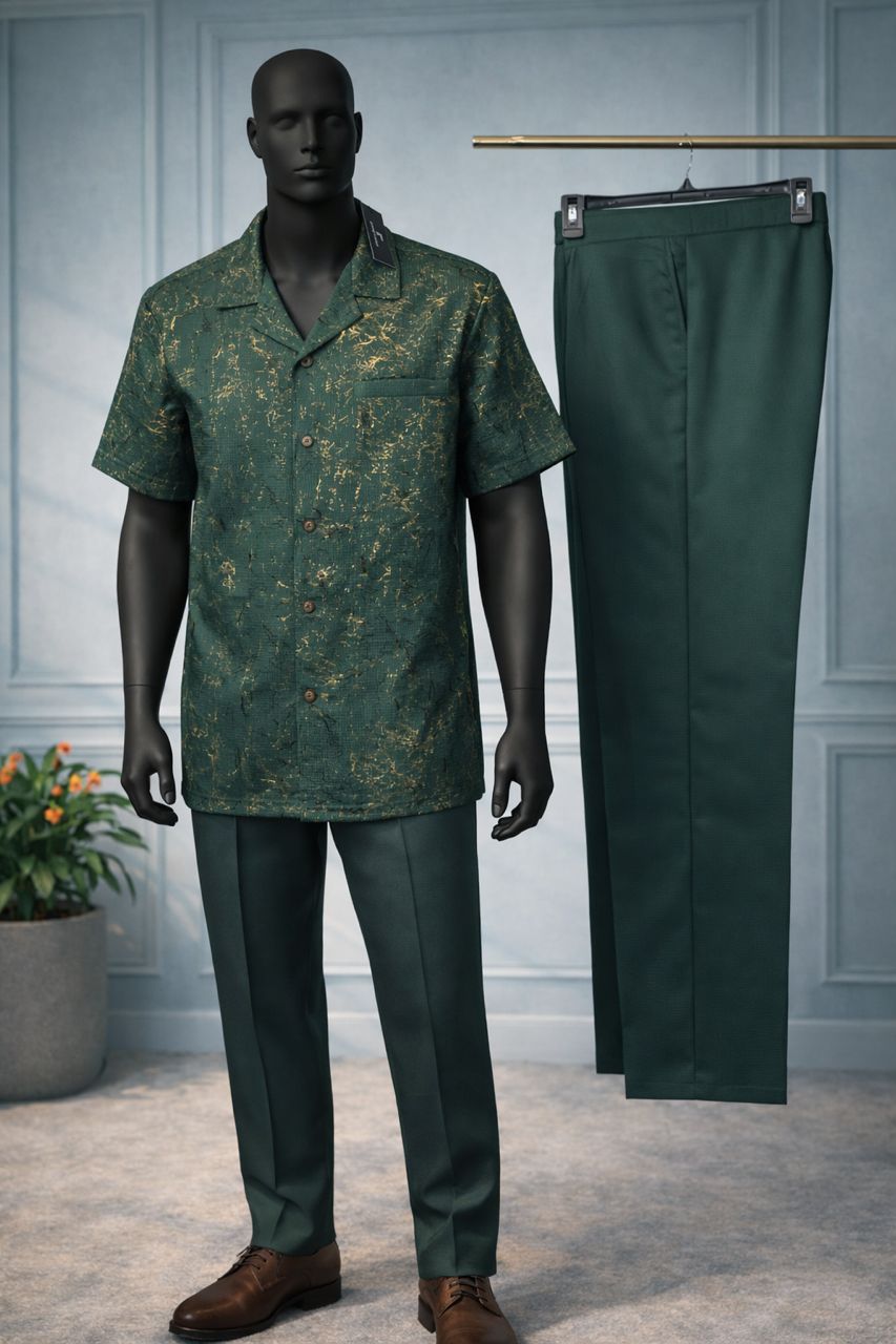 Touch of Gold and Black Green Kaftan