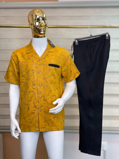 Touch of Gold & Balck  Yellow Kaftan