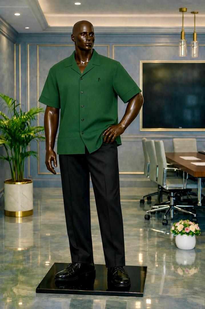 Forest Green Men's Short Sleeve Casual Shirt