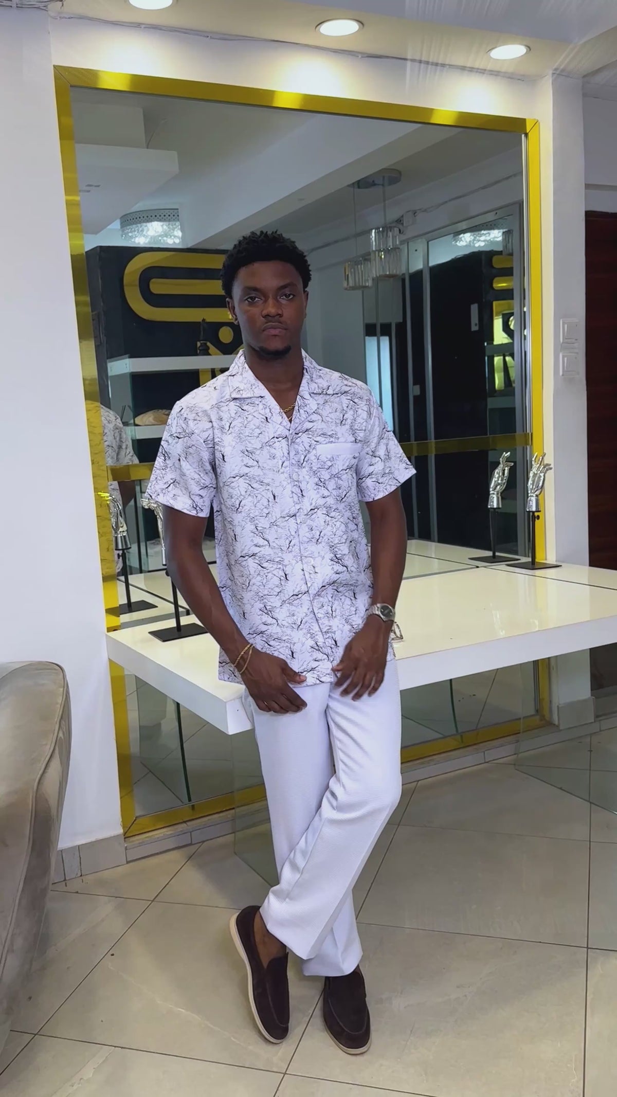 All White touch of gold and black