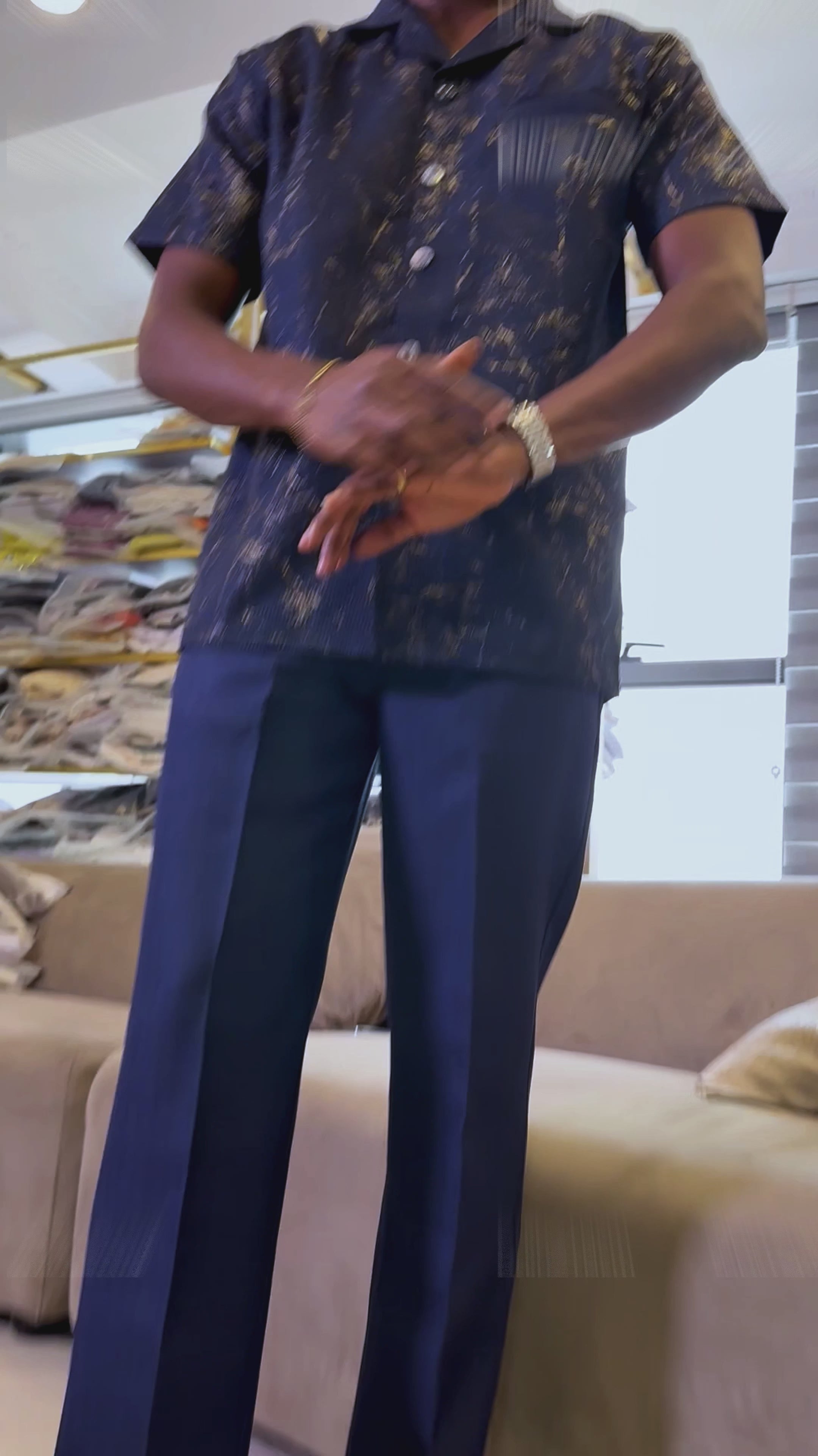 Navy with a Touch of Gold Kaftan