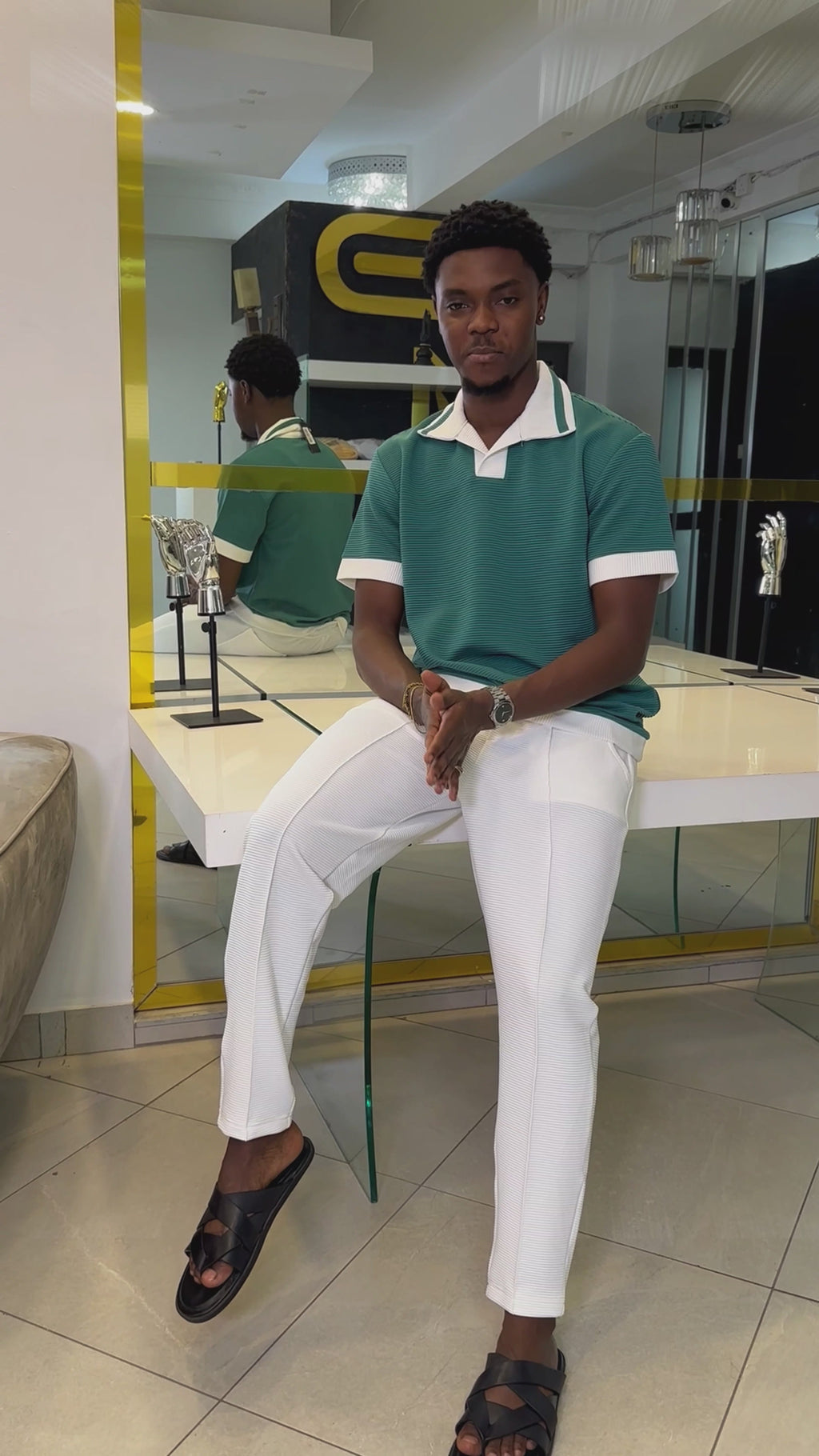 Men's Teal & White Premium 2-Piece Co-Ord Set