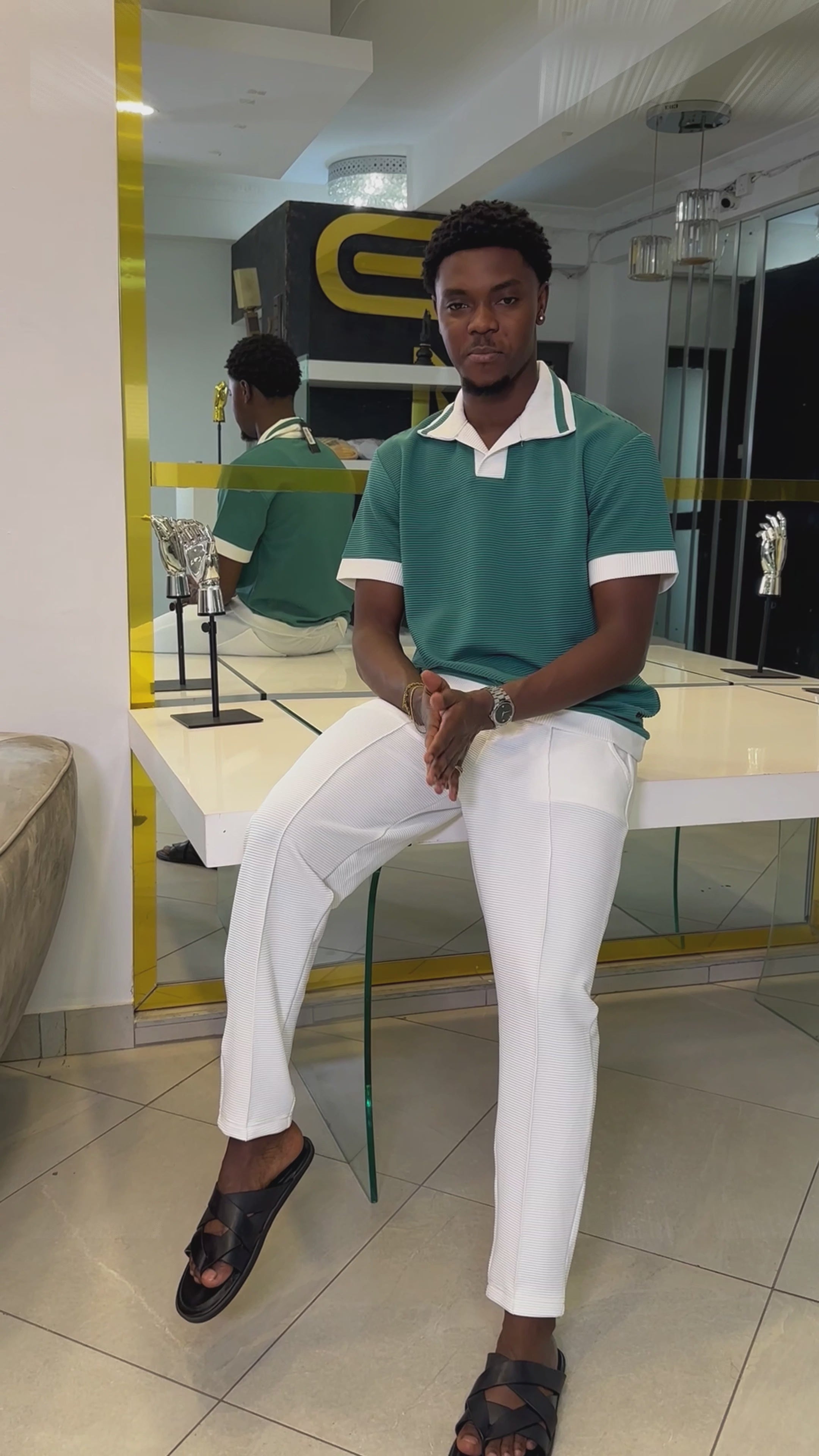 Men's Teal & White Premium 2-Piece Co-Ord Set