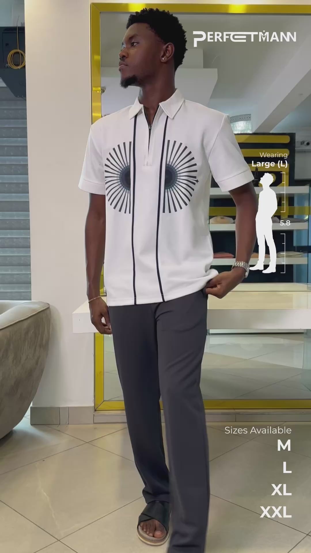 Men White with gray 2 piece casual set