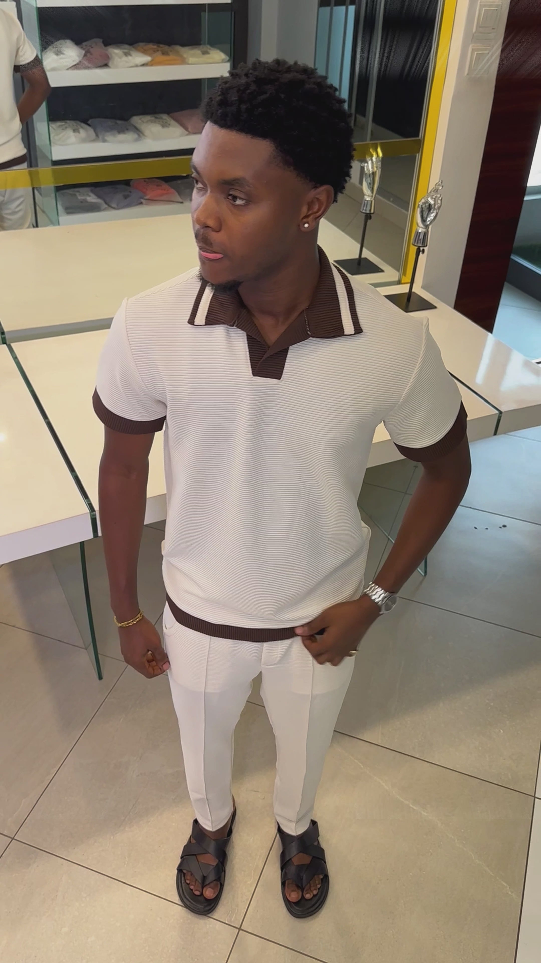 Men's Cream & Chocolate Premium 2-Piece Co-Ord Set