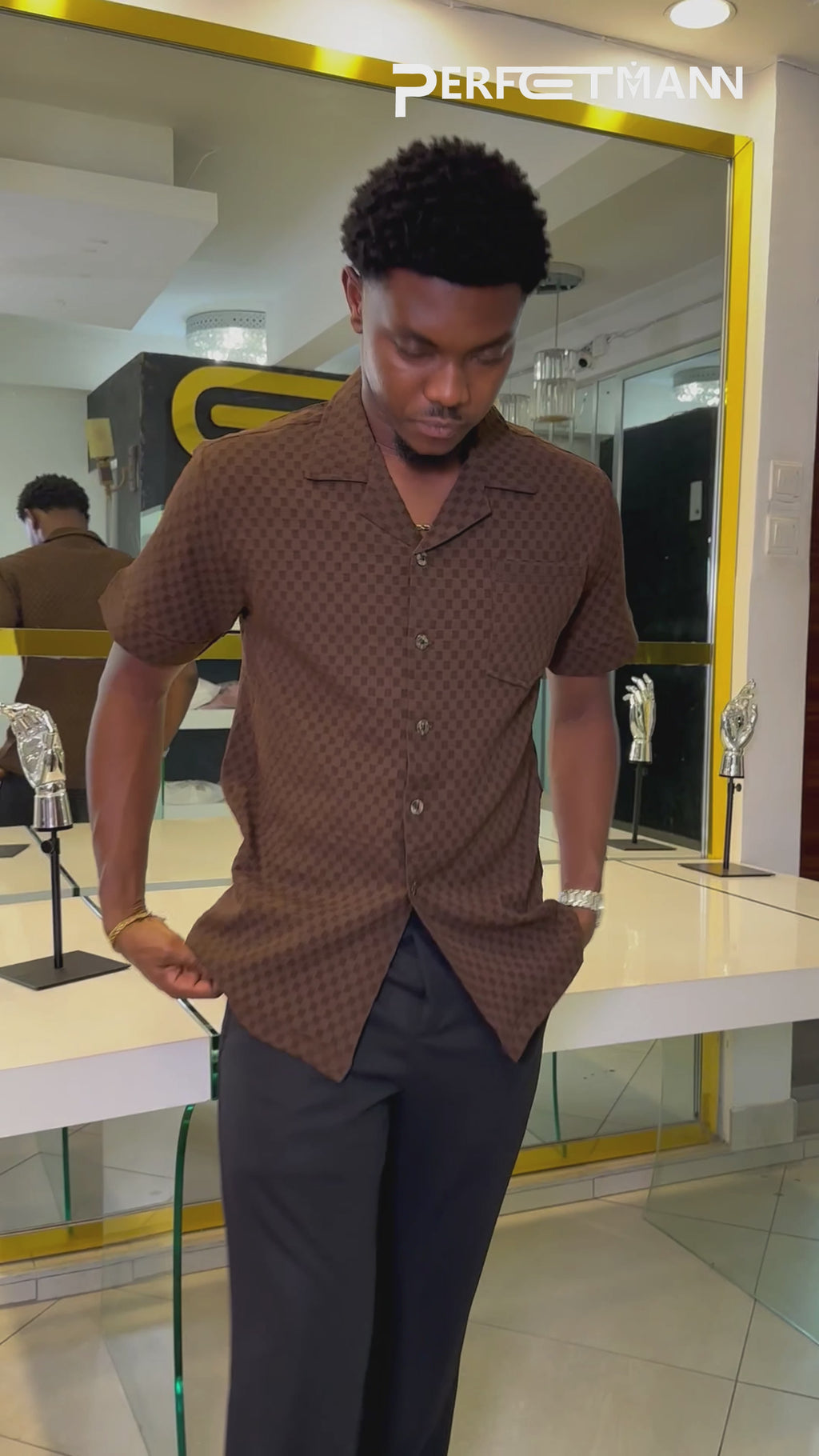 Men's Chocolate Brown & Black 2-Piece Casual Set